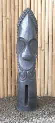 Tiki Polynesische Statue aus Kokosnussholz, ca. 100cm hoch, Farbe schwarz, Ø ca. 18-28cm 